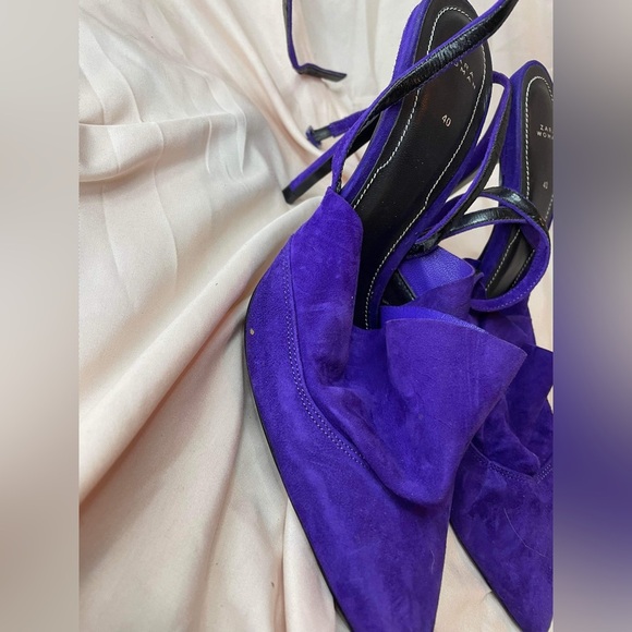 Zara rare 100% leather ruffled frill heels size 40 - Picture 7 of 8
